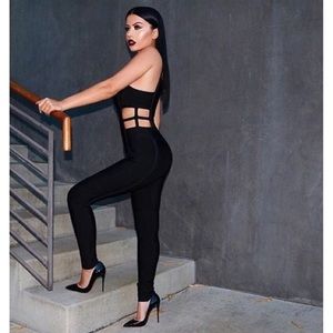 Black Cut Out Bandage Jumpsuit